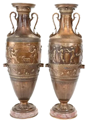 French Bronze Amphora Urns, Set of 2