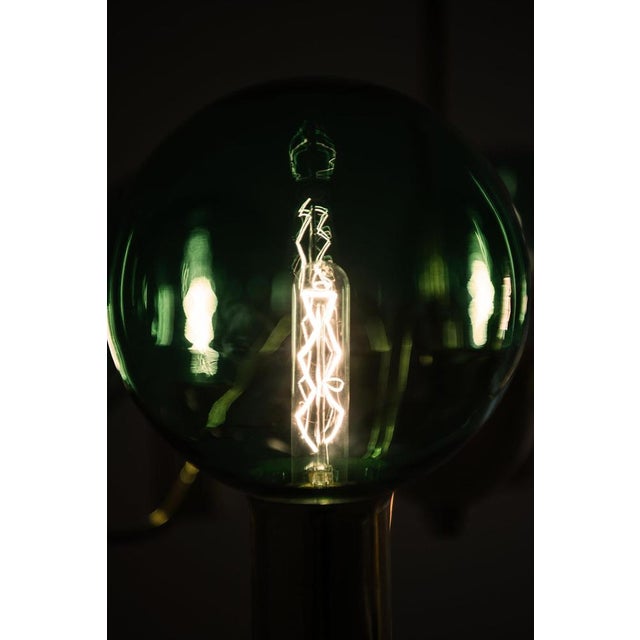 Gold Ceiling Lamp with Hand-Blown Green Glass Globe from Hans-Agne Jakobsson, 1960s For Sale - Image 8 of 11