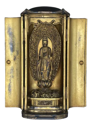 18th Century Japanese Edo Lacquered and Gilt Buddhist Zushi Shrine