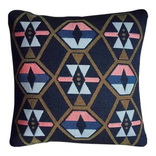 Rousseau Loom Woven Pillow, Navy Twilight Geo For Sale