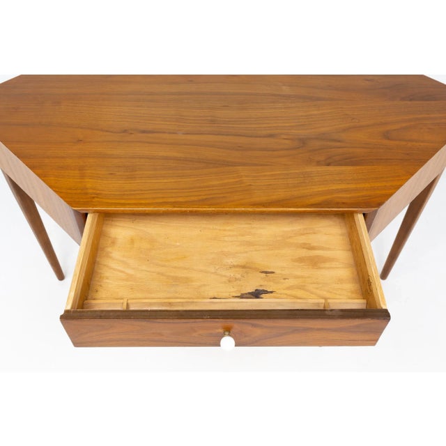 Wood Kipp Stewart for Drexel Declaration Mid Century Walnut Corner Desk For Sale - Image 7 of 10