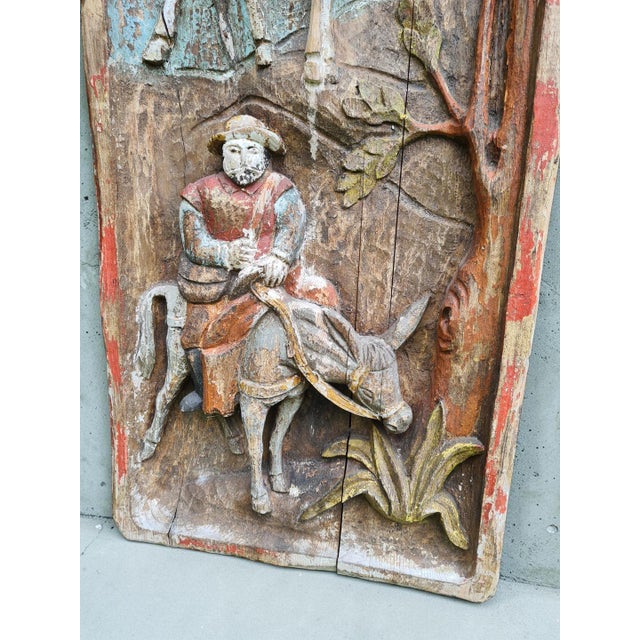 Large Polychrome Relief Sculpture Titled Don Quixote and Sancho Panza in Carved Wood, 1960s For Sale - Image 4 of 11
