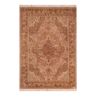 Medallion 1990's Pak-Persian Taupe/Green Wool Rug - 5'11'' X 8'6'' For Sale