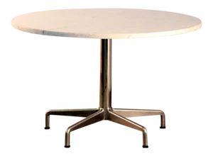 Segmented Base and Marble-Top Round Dining Table by Eames for Knoll