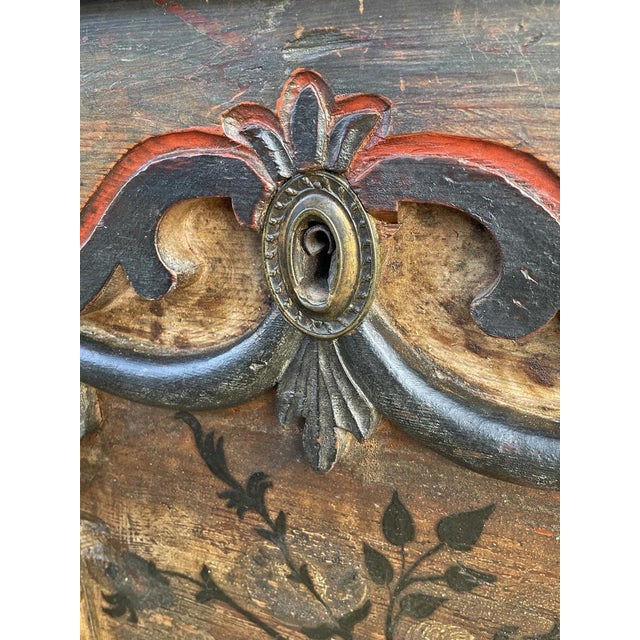 1822 Alpine Blue Floral Painted Blanket Chest For Sale - Image 9 of 18
