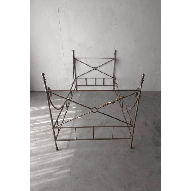 1960s French European Campaign Style Forged Iron and Brass Daybed For Sale - Image 5 of 12
