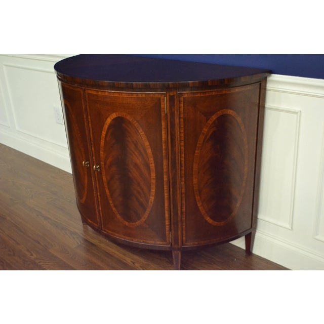 Hepplewhite Style Mahogany Demilune Cabinet by Leighton Hall For Sale - Image 11 of 12
