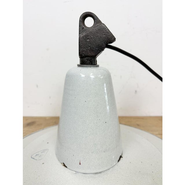 Industrial White Enamel Factory Pendant Lamp, 1960s For Sale - Image 13 of 18