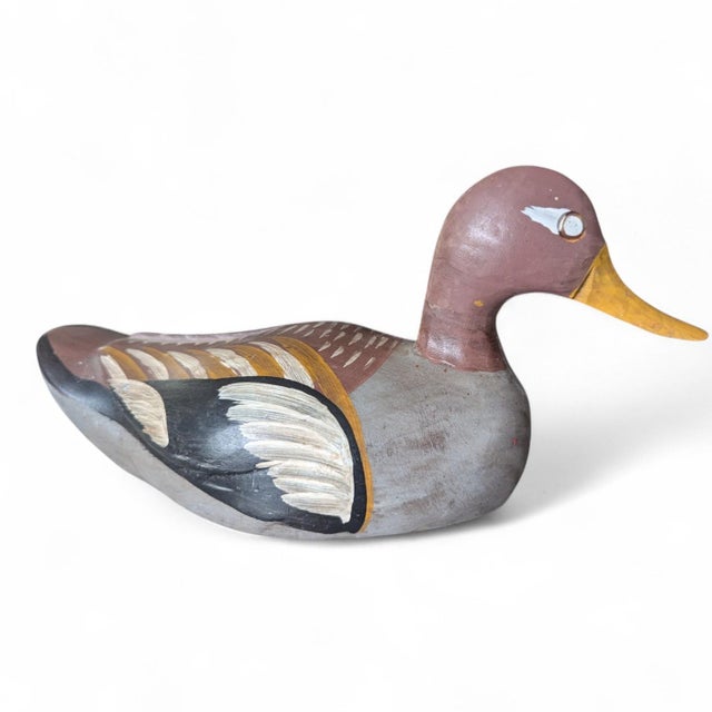 Brown Antique Handmade Wooden Duck Decoys Made in Spain - A Pair For Sale - Image 8 of 18