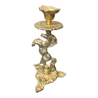 Vintage Brass Horse Candlestick For Sale