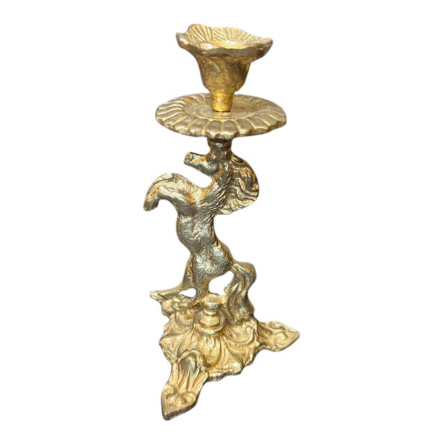 Vintage Brass Horse Candlestick For Sale