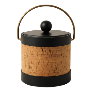 1960s Chic Mid-Century Cork & Brass Ice Bucket — Perfect for Coastal Entertaining or a Luxe Bar Cart