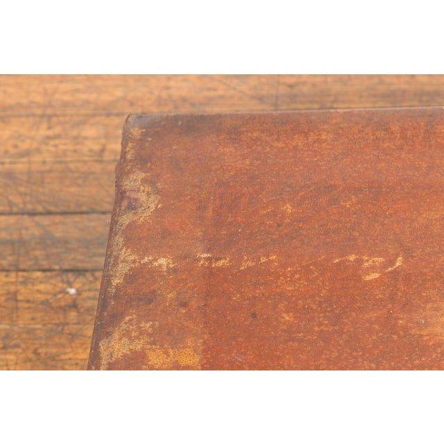 Chinese 19th Century Qing Dynasty Red Painted Paper Bound Trunk with Brass Lock For Sale - Image 9 of 13