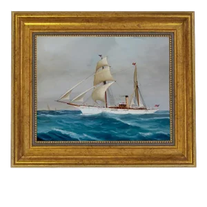 "Sailing Yacht Narada" After Antonio DeSimone, Contemporary Reproduction Print on Canvas, Framed, 8 x 10