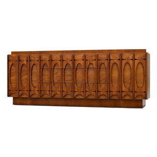 1970s Tobago Brutalist Walnut Long Dresser For Sale
