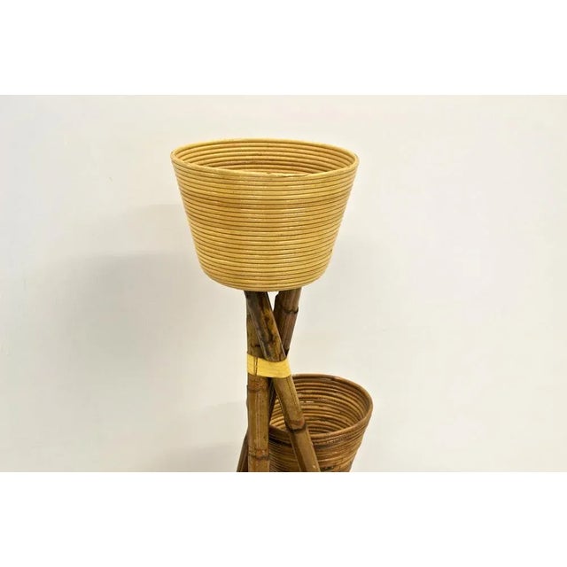 Mid-Century Modern Stand with Planters in Bamboo For Sale - Image 3 of 4