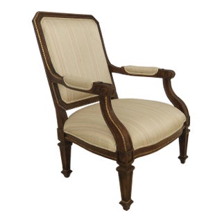 French Louis XVI Style Oversized Upholstered Open Armchair For Sale