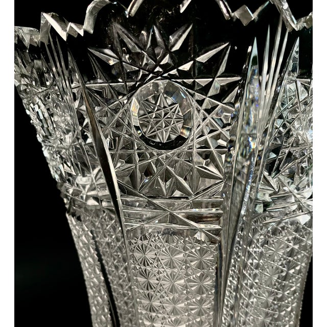 Mid-Century Cut Crystal Trumpet Vase in the style of Baccarat, 1940s For Sale - Image 6 of 7