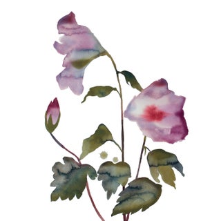 "Hibiscus No. 5" Contemporary Original Botanical Flowers Watercolor Painting by Elizabeth Becker For Sale