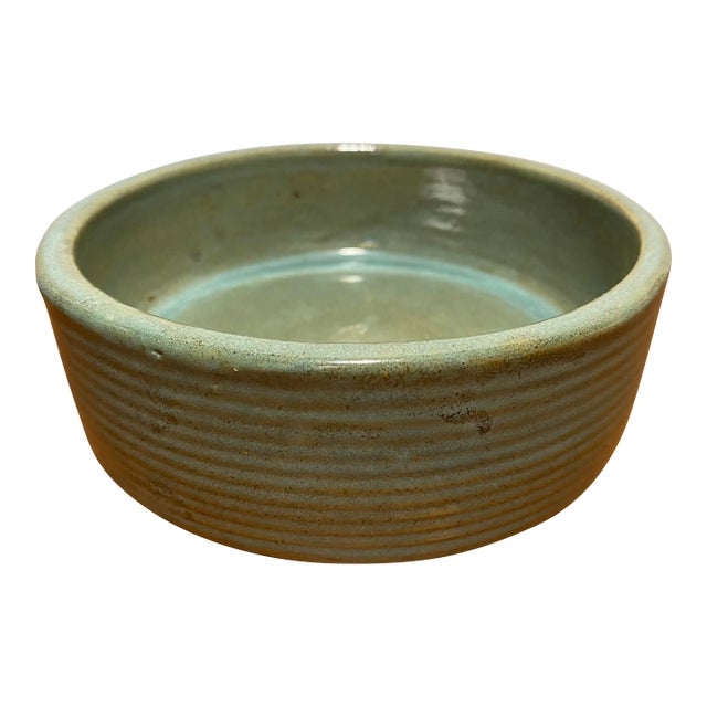 Vintage Zanesville Cylindrical Blue Glazed Pot For Sale