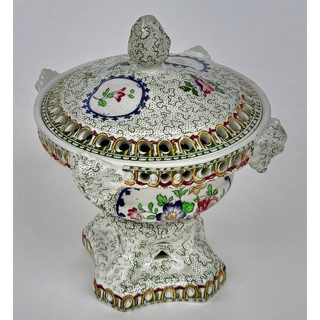 Copeland Spode chintz floral potpourri vase, c.1891—pierced form for fragrance and a perfect keepsake. A charming antique...