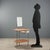 20th-century Italian vanity, featuring an elegant balance between metal and marble. The chrome metal structure supports a...