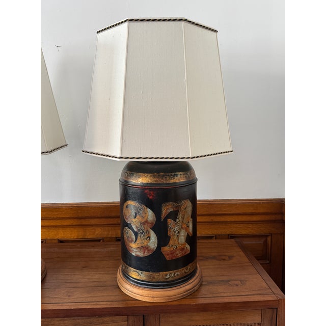 Frederick Cooper Mid 20th Century English Traditional Reproduction Tea Canister Lamps - a Pair For Sale - Image 4 of 13