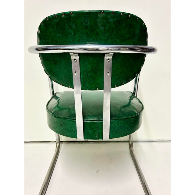 Green 1960s Vintage Deco Sweeping Arm Lounge Chair by Chromcraft For Sale - Image 8 of 9