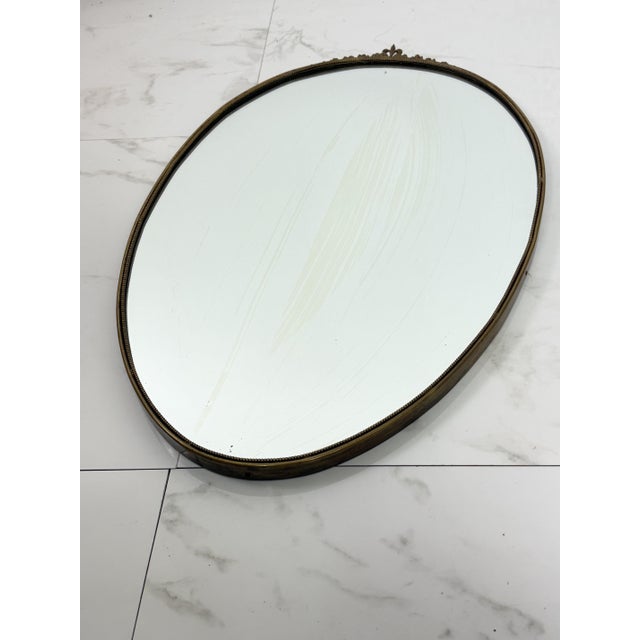 Oval Wall Mirror with Brass Edge in the style of Gio Ponti, 1950s For Sale - Image 6 of 12