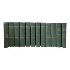 Works of Ruskin 12 Volume Set Cloth Covers With Gold Lettering, 1900s