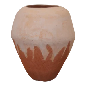 Vintage Jacqui 1975 Southwestern Mixed Media Clay Pottery Vessel Vase Urn