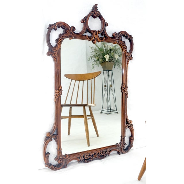 Very Fine c1940s Pierced Carved Mahogany Chippendale Style Wall Mirror MINT For Sale - Image 14 of 14