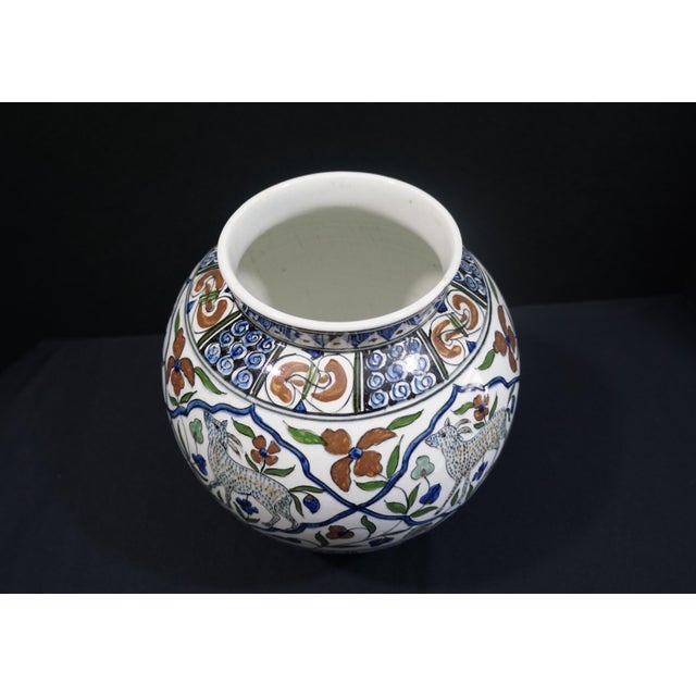 Mid 20th Century Mid-Century Greek Kerameios Halandri Iznik Styled Pottery Vase For Sale - Image 5 of 13