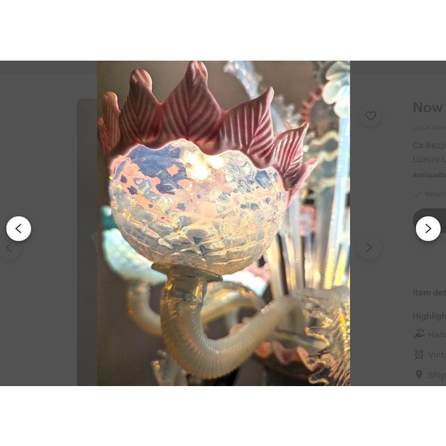 A most expressive and rare ceiling lamp, designed and created in the legendary "ca rezzonico- murano, venice" ateliers,...