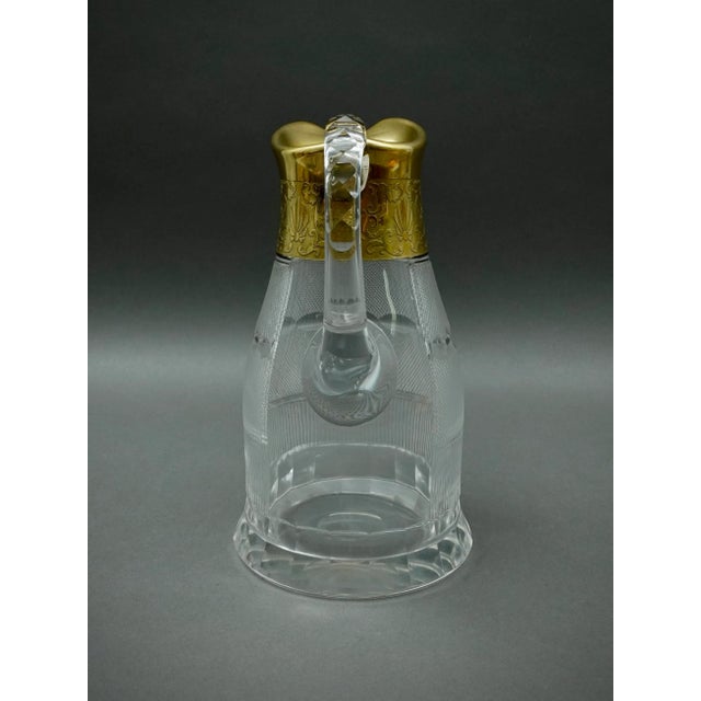 Moser Glassworks Mid 20th Century Moser Signed Czech Splendid Gold Trim Cut Crystal Water Pitcher Jug 64 Oz For Sale - Image 4 of 10