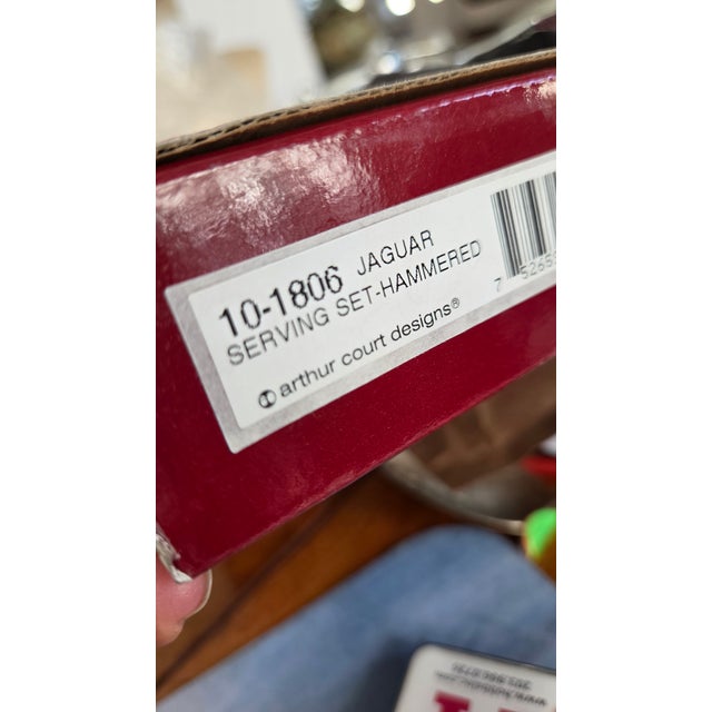 Arthur Court Jaguar Hammered 2 Aluminum Salad Servers with New in Box For Sale - Image 14 of 14