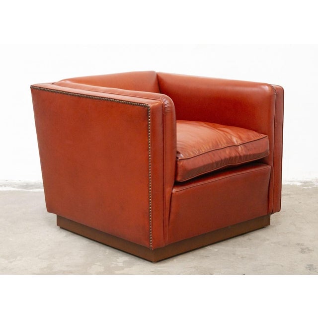 Set of Leather Armchair with Footstool For Sale - Image 16 of 17