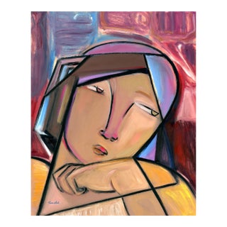 Venetian, Cubist Abstract Portrait Oil Painting by Alexandra Swistak For Sale