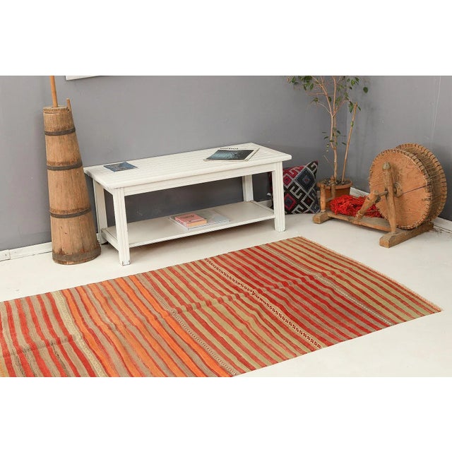 Mid 20th Century Striped Decorative Vintage Kilim Rug For Sale In Los Angeles - Image 6 of 7