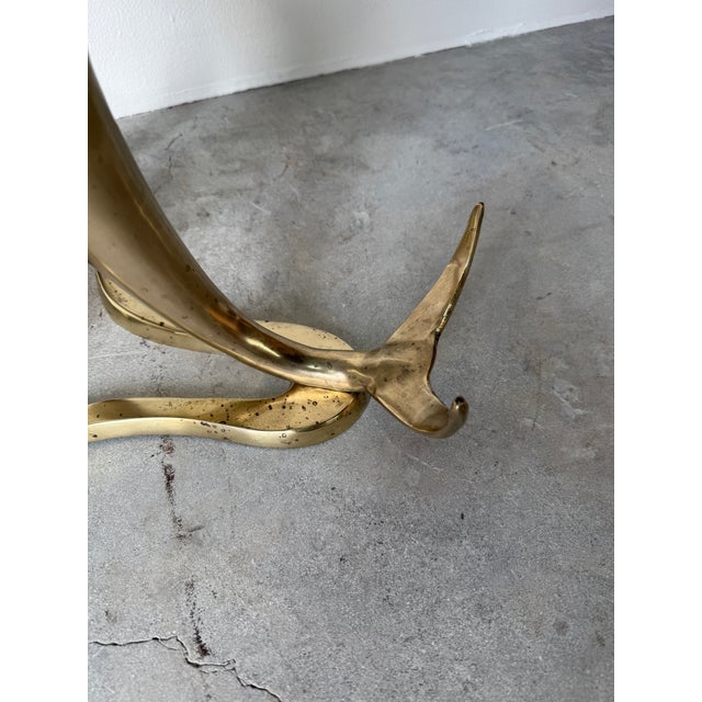 Metal Vintage Solid Brass Marlin Fish Coffee Table With Glass Top For Sale - Image 7 of 18