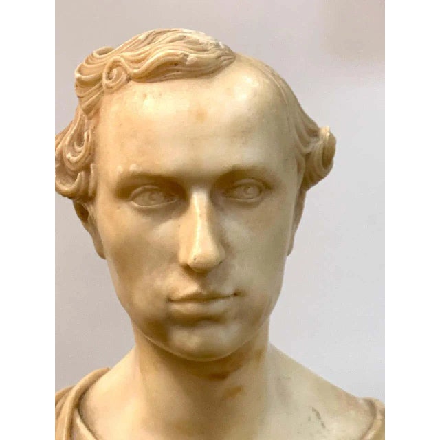 19th Century Italian Neoclassical Alabaster Portrait Bust of a Gentleman by Insom Fece 1839 For Sale - Image 4 of 12