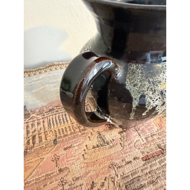 Signed 1988 Joel De La Vega Studio Art Pottery Drip Glaze Pitcher For Sale - Image 4 of 6