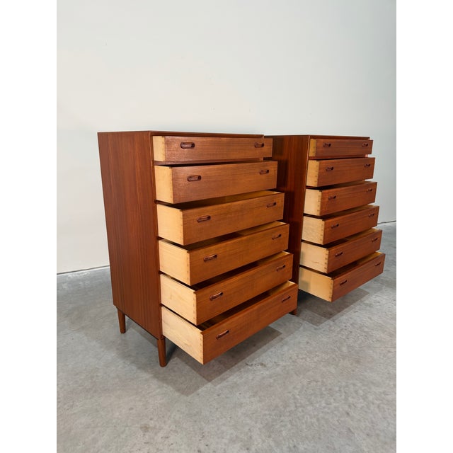 Ib Kofod-Larsen Mid Century Danish Modern Teak Tallboy Dresser For Sale - Image 4 of 12