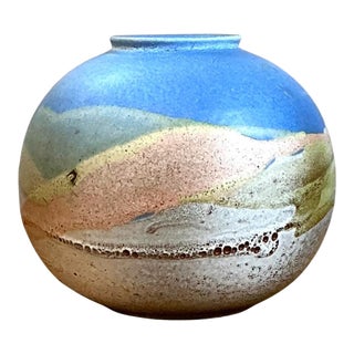 Vintage Abstract Glazed Ceramic Vase For Sale