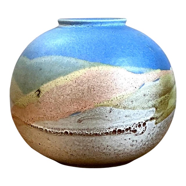 Vintage Abstract Glazed Ceramic Vase For Sale