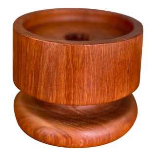 Vintage Kalmar Teak Wood Candle Holder or Vessel Base, Made in Thailand. For Sale