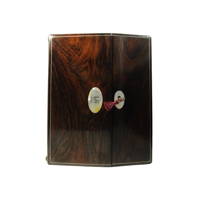 19th Century Rosewood Writing Slope with Inlay, Set of 5 For Sale - Image 4 of 13