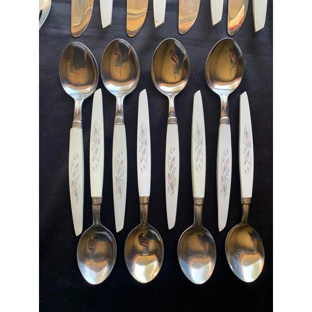 White 1960s Kaysons Lily of the Valley Stainless Golden Rhapsody Flatware Japan - 57 pcs For Sale - Image 8 of 12