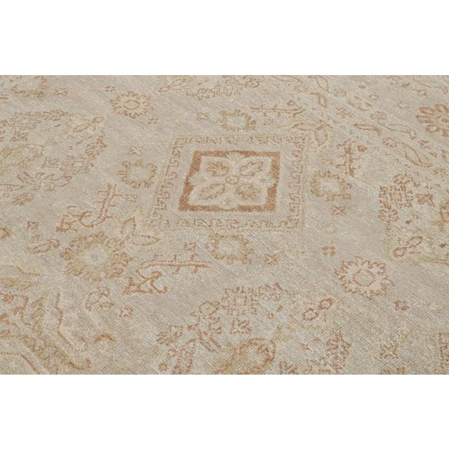 Transitional Rug & Kilim’s Oushak Style Rug in Beige-Brown With Floral Patterns For Sale - Image 3 of 7