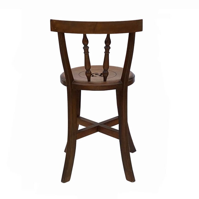 Chinese Handmade Round Light Brown Stain Fok Side Chair W Back For Sale - Image 4 of 6